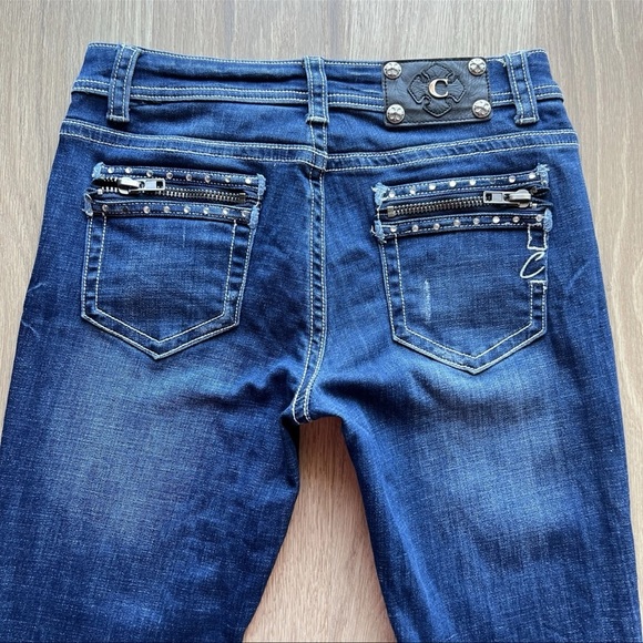 Cartise Embellished Low Rise Jeans Blue Zipp Pockets Women's Size 4 - Picture 6 of 16
